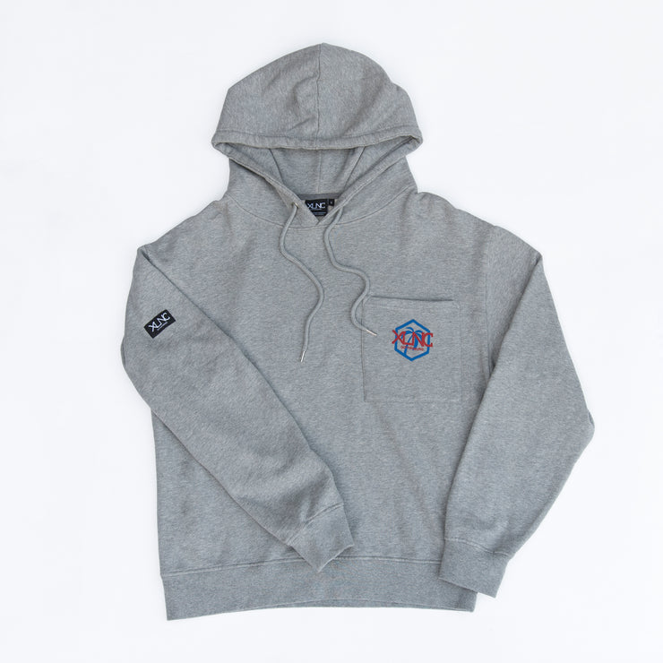 “Prime Chest” pullover hoodie, grey
